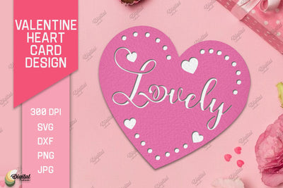 Valentine Heart Card Paper Cut. Greeting Card SVG 3D Paper Evgenyia Guschina 