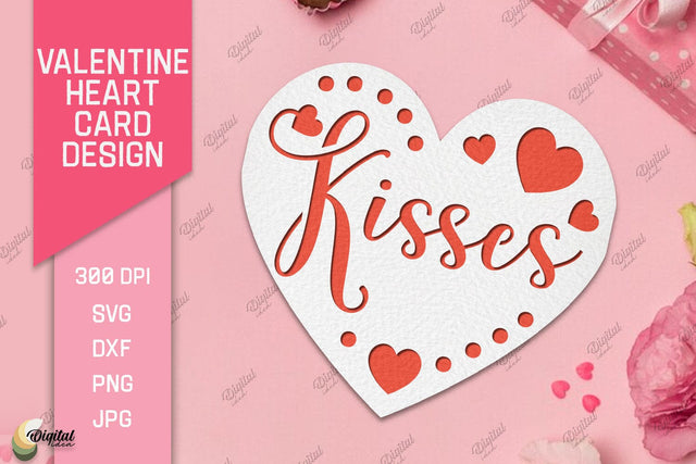 Valentine Heart Card Paper Cut. Greeting Card SVG 3D Paper Evgenyia Guschina 