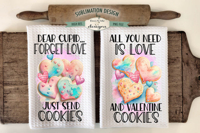 Valentine Heart Cookies Sublimation Towel Design - Valentine Cookies Towel Designs Sublimation Ewe-N-Me Designs 