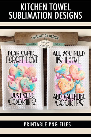 Valentine Heart Cookies Sublimation Towel Design - Valentine Cookies Towel Designs Sublimation Ewe-N-Me Designs 