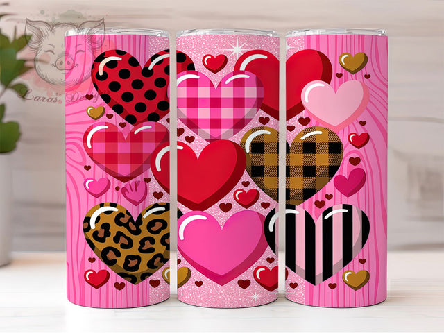 Valentine Heart Leopard Tumbler, Valentine Leopard Pattern, Cute Animal Print Design, 20Oz Sublimation Wrap, Romantic Leopard Art, Love Heart Texture, Tumbler Sublimation Sublimation Lara' s Designs 