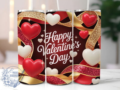Valentine Heart Love Tumbler, Heart Design, Romantic Theme, Love Celebration, Festive Style, 20Oz Tumbler, Sublimation Wrap Sublimation ToriDesigns 