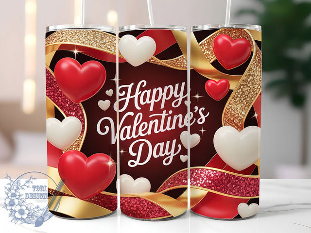 Valentine Heart Love Tumbler, Heart Design, Romantic Theme, Love Celebration, Festive Style, 20Oz Tumbler, Sublimation Wrap Sublimation ToriDesigns 
