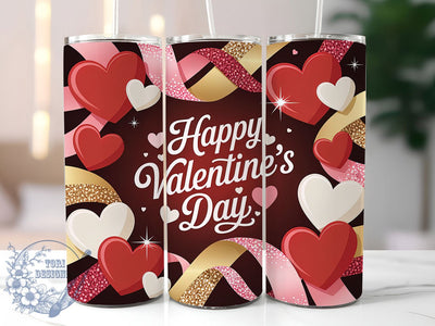 Valentine Heart Love Tumbler, Heart Design, Romantic Theme, Love Celebration, Festive Style, 20Oz Tumbler, Sublimation Wrap Sublimation ToriDesigns 