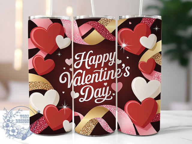 Valentine Heart Love Tumbler, Heart Design, Romantic Theme, Love Celebration, Festive Style, 20Oz Tumbler, Sublimation Wrap Sublimation ToriDesigns 