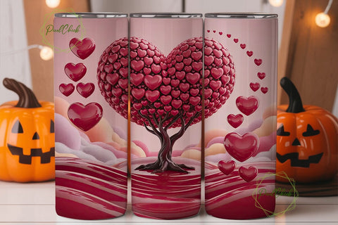 Valentine Heart Tree 20oz Tumbler Wrap Sublimation PixelChick 