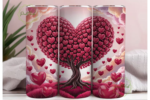 Valentine Heart Tree 20oz Tumbler Wrap Sublimation PixelChick 