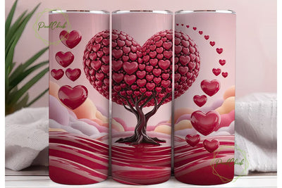 Valentine Heart Tree 20oz Tumbler Wrap Sublimation PixelChick 