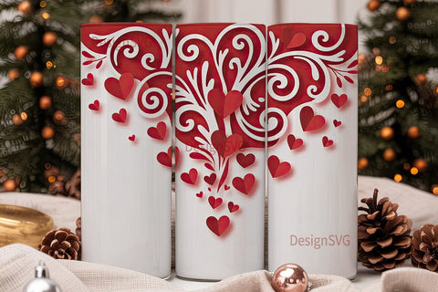 Valentine Hearts 20oz Tumbler Wrap Sublimation DesignSVG 