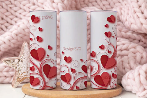 Valentine Hearts 20oz Tumbler Wrap Sublimation DesignSVG 