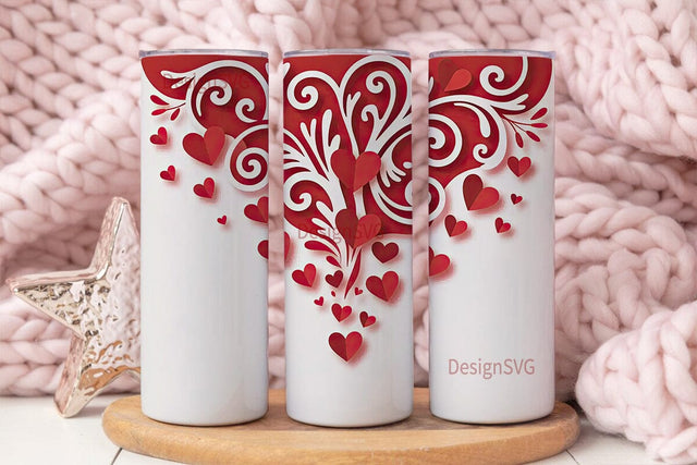 Valentine Hearts 20oz Tumbler Wrap Sublimation DesignSVG 