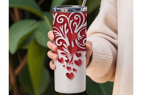 Valentine Hearts 20oz Tumbler Wrap Sublimation DesignSVG 