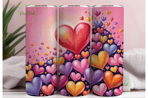 Valentine Hearts 20oz Tumbler Wrap Sublimation PixelChick 