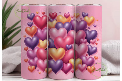 Valentine Hearts 20oz Tumbler Wrap Sublimation PixelChick 