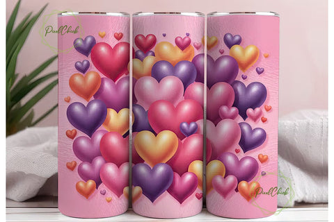 Valentine Hearts 20oz Tumbler Wrap Sublimation PixelChick 