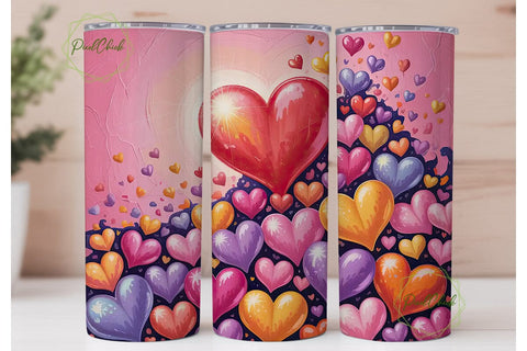 Valentine Hearts 20oz Tumbler Wrap Sublimation PixelChick 