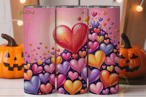 Valentine Hearts 20oz Tumbler Wrap Sublimation PixelChick 