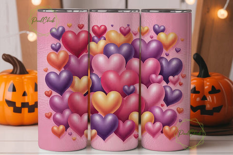 Valentine Hearts 20oz Tumbler Wrap Sublimation PixelChick 