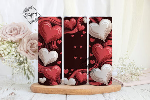 Valentine Hearts 20oz Tumbler Wrap Sublimation sassyprint 