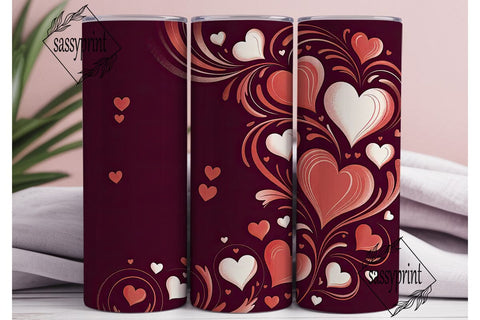 Valentine Hearts 20oz Tumbler Wrap Sublimation sassyprint 