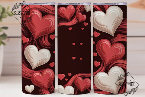 Valentine Hearts 20oz Tumbler Wrap Sublimation sassyprint 