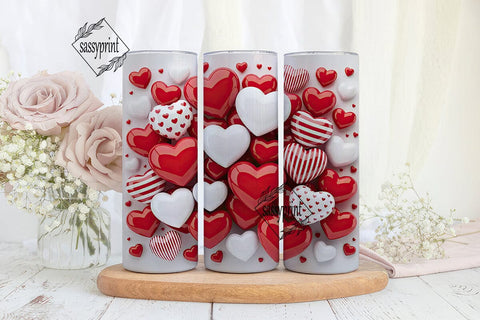 Valentine Hearts 20oz Tumbler Wrap Sublimation sassyprint 