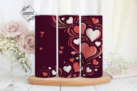 Valentine Hearts 20oz Tumbler Wrap Sublimation sassyprint 