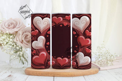 Valentine Hearts 20oz Tumbler Wrap Sublimation sassyprint 