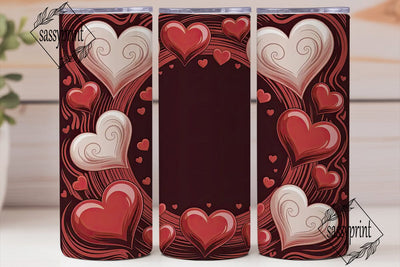 Valentine Hearts 20oz Tumbler Wrap Sublimation sassyprint 