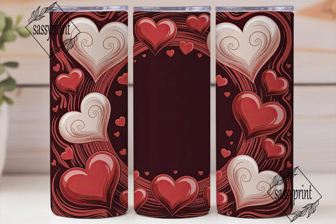 Valentine Hearts 20oz Tumbler Wrap Sublimation sassyprint 
