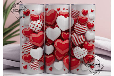 Valentine Hearts 20oz Tumbler Wrap Sublimation sassyprint 