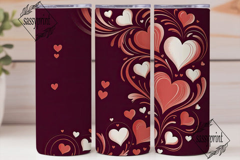 Valentine Hearts 20oz Tumbler Wrap Sublimation sassyprint 