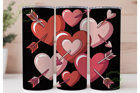 Valentine Hearts & Arrows 20oz Tumbler Sublimation PixelChick 