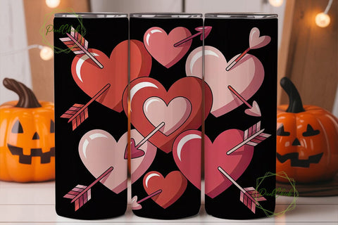 Valentine Hearts & Arrows 20oz Tumbler Sublimation PixelChick 