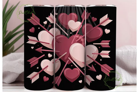 Valentine Hearts & Arrows 20oz Tumbler Sublimation PixelChick 