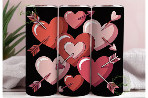 Valentine Hearts & Arrows 20oz Tumbler Sublimation PixelChick 