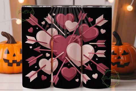 Valentine Hearts & Arrows 20oz Tumbler Sublimation PixelChick 