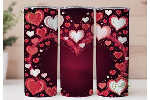 Valentine Hearts Glitter 20oz Tumbler Sublimation PixelChick 