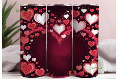 Valentine Hearts Glitter 20oz Tumbler Sublimation PixelChick 
