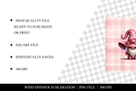 Valentine Hearts Gnome Wind Spinner Sublimation Design PNG Sublimation BijouBay 