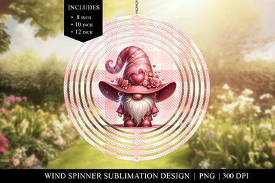 Valentine Hearts Gnome Wind Spinner Sublimation Design PNG Sublimation BijouBay 