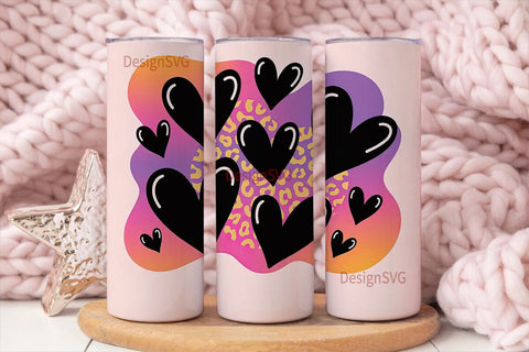Valentine Hearts Leopard 20oz Tumbler Sublimation DesignSVG 