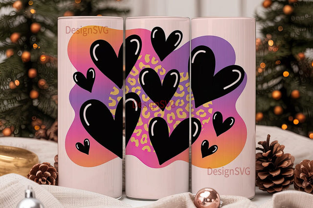 Valentine Hearts Leopard 20oz Tumbler Sublimation DesignSVG 