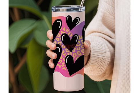 Valentine Hearts Leopard 20oz Tumbler Sublimation DesignSVG 