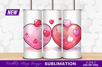 Valentine hearts pink red cartoon tumbler png Sublimation Regulrcrative 