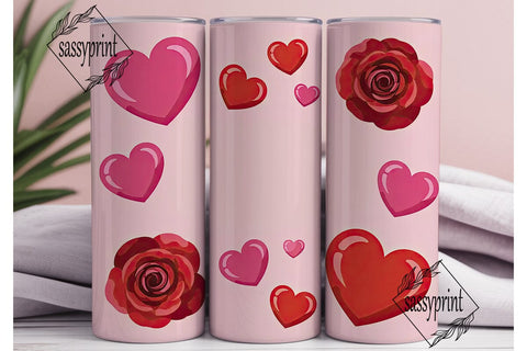 Valentine Hearts & Roses Tumbler Wrap Sublimation sassyprint 