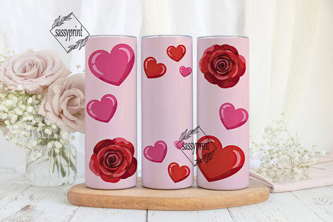 Valentine Hearts & Roses Tumbler Wrap Sublimation sassyprint 