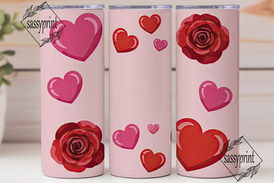 Valentine Hearts & Roses Tumbler Wrap Sublimation sassyprint 