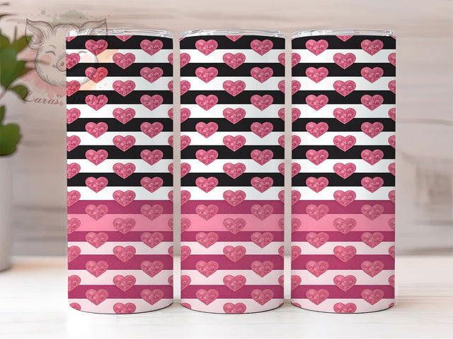 Valentine Hearts Tumbler Wrap, Hearts Pattern Wrap, Romantic Cup Template, Love Day Sublimation, Pink Hearts Tumbler, Valentine Gift Template, Seamless Heart Pattern Sublimation Lara' s Designs 