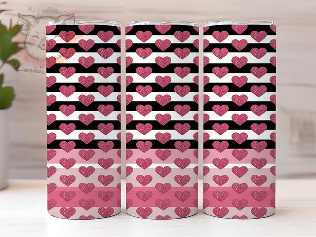 Valentine Hearts Tumbler Wrap, Hearts Pattern Wrap, Romantic Cup Template, Love Day Sublimation, Pink Hearts Tumbler, Valentine Gift Template, Seamless Heart Pattern Sublimation Lara' s Designs 